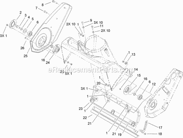 Rotor Housing & Scraper Assembly Diagram and Parts List for 33005 270000001-270999999 - 2007 Lawn Boy Snow Blower